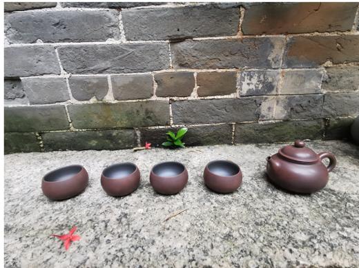 【特惠6折】一物堂容天五件套（1壶4杯）紫砂西施套装（1壶4杯）龙蛋套装（1壶4杯） 商品图2