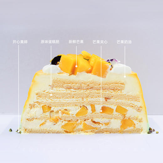 【花影芒香】芒香渐变造型 ins 风拉满，开心果碎点缀-水果生日蛋糕 商品图1