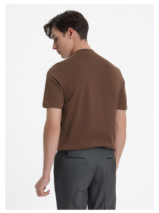 callisto咖啡色绵羊毛混纺短袖毛衣 商品图4