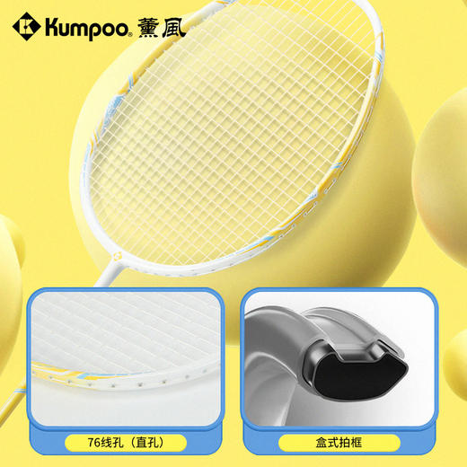 薰风新款羽毛球拍碳素纤维耐打娱乐双拍超轻高弹力儿童款对拍2支装 商品图2