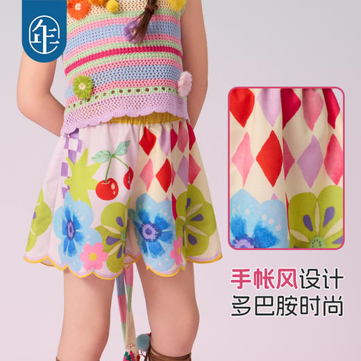 年衣短裤2025年夏新款女孩新中式民族风宽松甜美百搭莓果达利‌短裤 商品图3