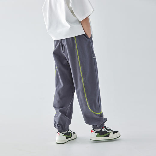 蓝汽水25年夏季新款男童亲子撞色线迹卫裤全棉针织简约休闲束脚裤 商品图4