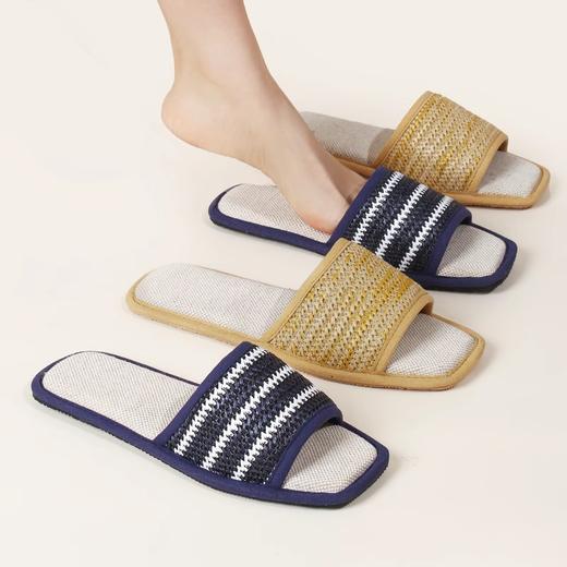 【多样屋专柜】多样屋开口编织拖鞋 四季棉麻拖鞋女家居室内情侣拖鞋 商品图0
