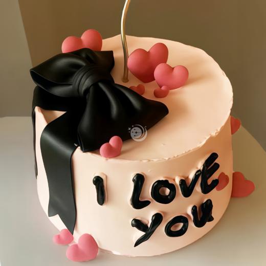 『甜酷女孩』粉色爱心蝴蝶结女神生日蛋糕 商品图0