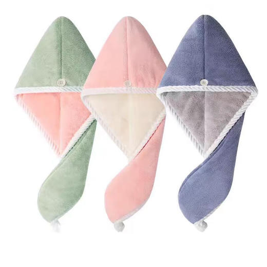 【专柜多样屋】多样屋干发帽 柔软强吸水加厚浴帽珊瑚绒包头巾速干毛巾绿粉 商品图1