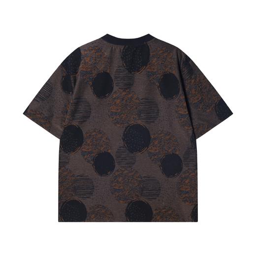 T3015夏季高级感新款美式撞色圆形磨毛圆领短袖T恤宽松复古百搭上衣 商品图5