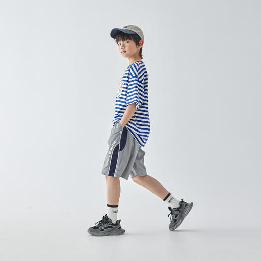 蓝汽水2025年新款夏季男童亲子休闲拼接短裤轻量化宽松运动五分裤 商品图3