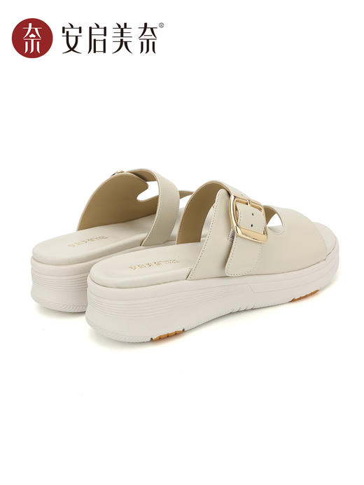 ARCHCONTACT安启美奈云朵真皮复古厚底勃肯一字拖鞋53027 商品图4