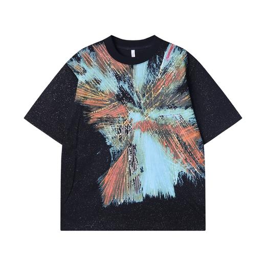 T3013夏季高级感新款潮牌满天星彩色印花圆领短袖T恤显瘦百搭宽松上衣 商品图1