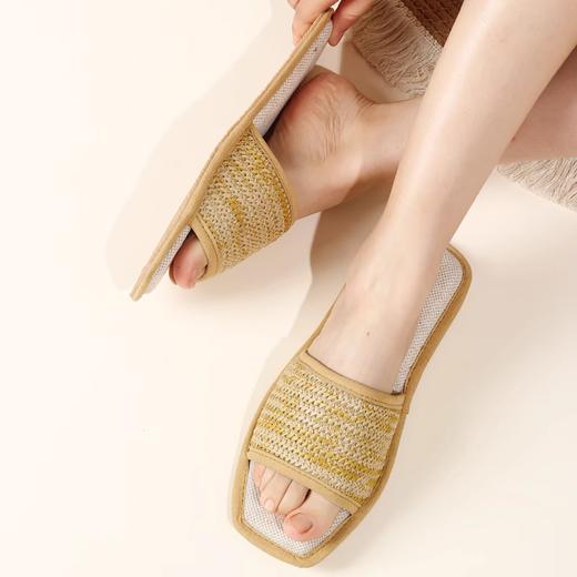 【多样屋专柜】多样屋开口编织拖鞋 四季棉麻拖鞋女家居室内情侣拖鞋 商品图2