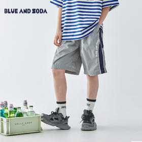 蓝汽水2025年新款夏季男童亲子休闲拼接短裤轻量化宽松运动五分裤