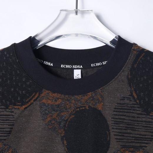 T3015夏季高级感新款美式撞色圆形磨毛圆领短袖T恤宽松复古百搭上衣 商品图2