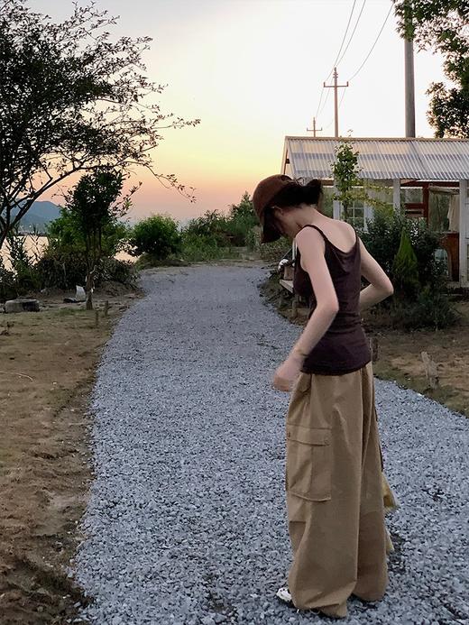 现货  极简穿搭 设计感小众不规则抽褶吊带背心/衬衫/工装裤 商品图4