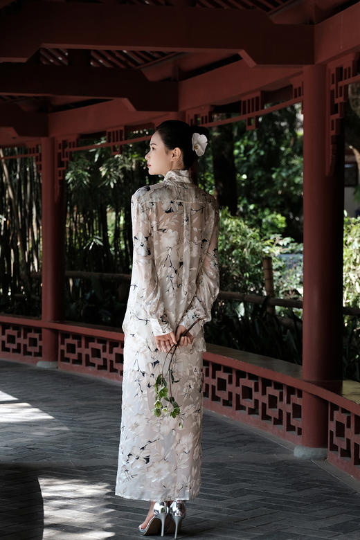 盛唐牡丹 |真丝烂花绒衬衫上衣 商品图4