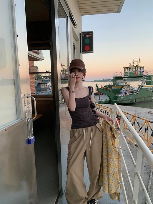 现货  极简穿搭 设计感小众不规则抽褶吊带背心/衬衫/工装裤 商品图1