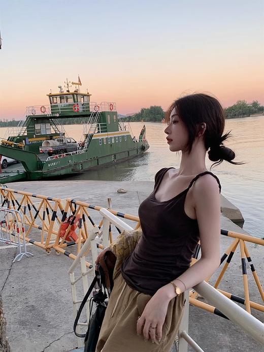 现货  极简穿搭 设计感小众不规则抽褶吊带背心/衬衫/工装裤 商品图2