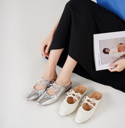 【新款穆勒拖】西村名物2025年春季新款舒适平跟新中式风优雅玛丽珍后空半拖鞋X25AH16511 商品图0