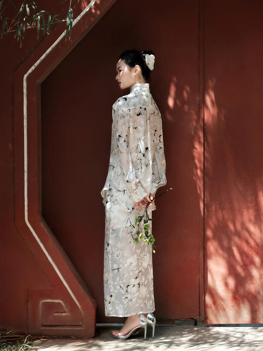 盛唐牡丹 |真丝烂花绒衬衫上衣 商品图3