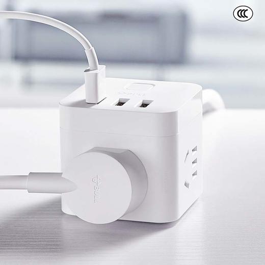 公牛插线板插座转换插插排小魔方有线插排1个UUB122-白有线 商品图1