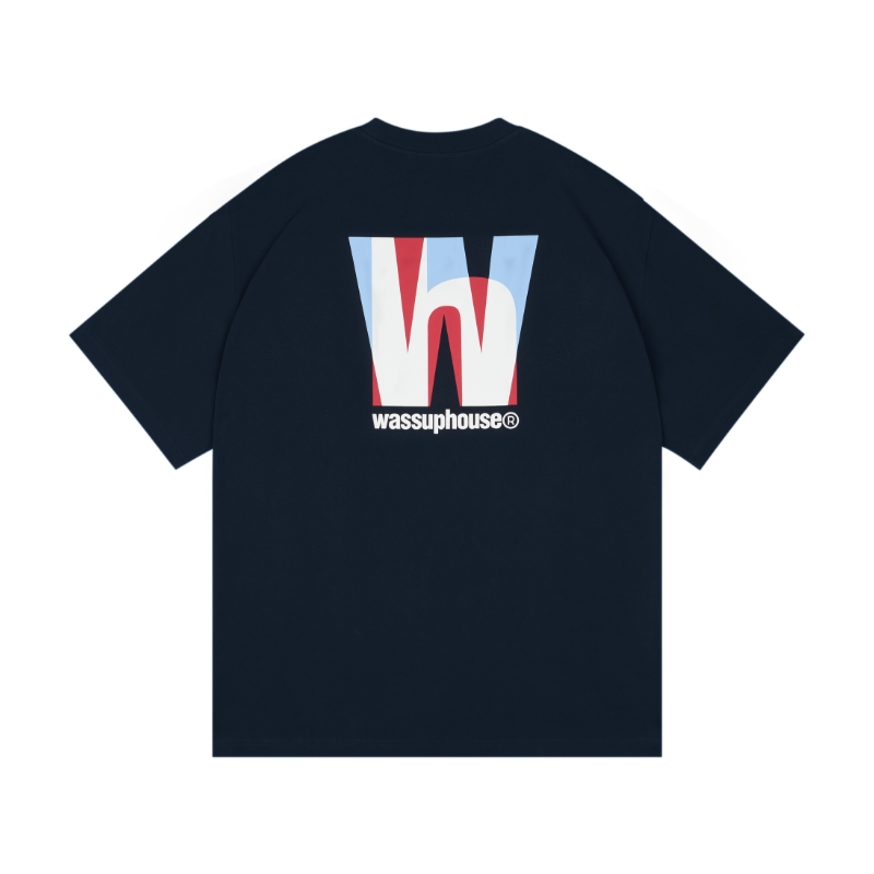 WassupHouse字母叠影印花短袖T恤
