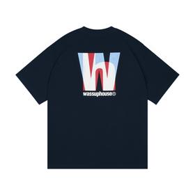 WassupHouse字母叠影印花短袖T恤