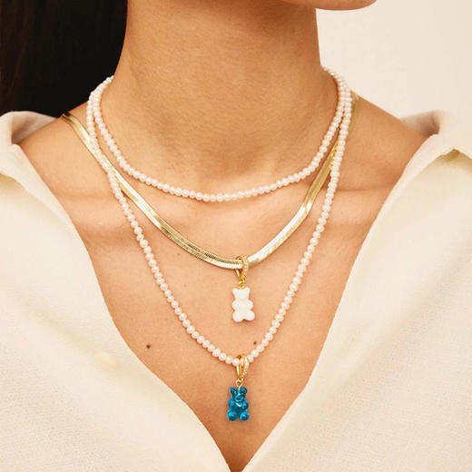 北京仓｜CRYSTAL HAZE-Nostalgia Bear-pave-白色小熊 吊坠（金色环扣）［挪威设计师］ 商品图2