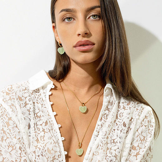 北京仓｜CRYSTAL HAZE-Jelly Heart-pave-淡绿色心形 吊坠［挪威设计师］ 商品图2