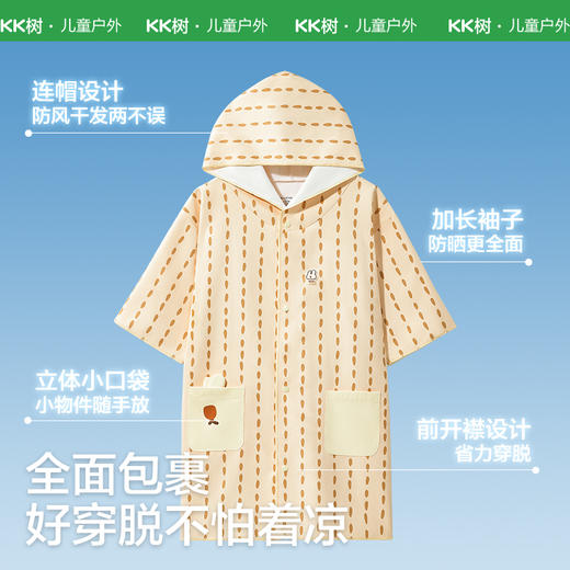 KK树儿童浴巾秒吸水快干海边防晒男童女童斗篷浴袍A类宝宝沙滩巾几何序曲沙滩巾 商品图1