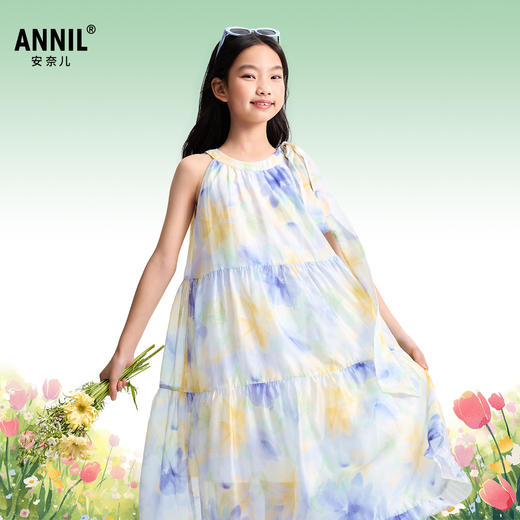 女童度假风无袖海边花丛连衣裙夏季新款安奈儿童装EG523086 商品图1