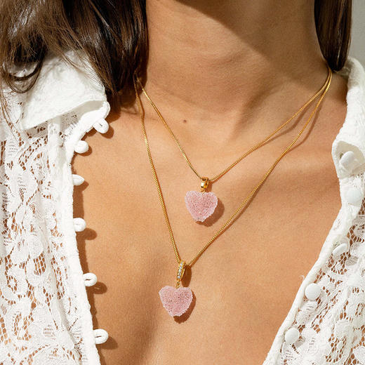 订购4周到｜CRYSTAL HAZE-Jelly Heart-pave-淡粉色心形 吊坠［挪威设计师］ 商品图3