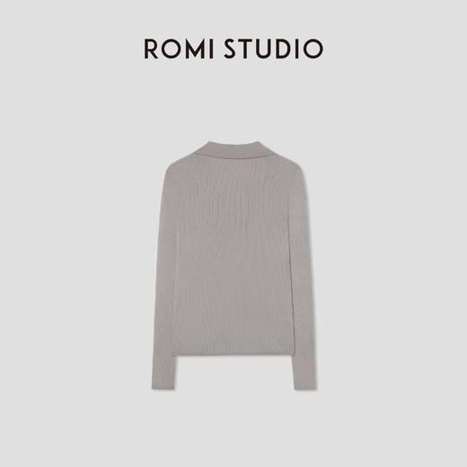 ROMI STUDIO“简约优雅”环保醋纤弹力罗纹翻领针织上衣 RWBSS01758 商品图1