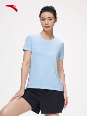 安踏运动短袖女新款户外马拉松跑步一体织短袖162425102