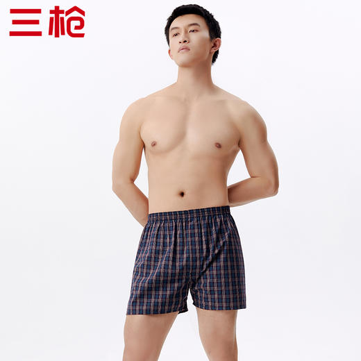 Threegun三枪 【纯棉色织】男士阿罗裤家居短裤四角平角内裤（1条装）-50174B831 商品图7
