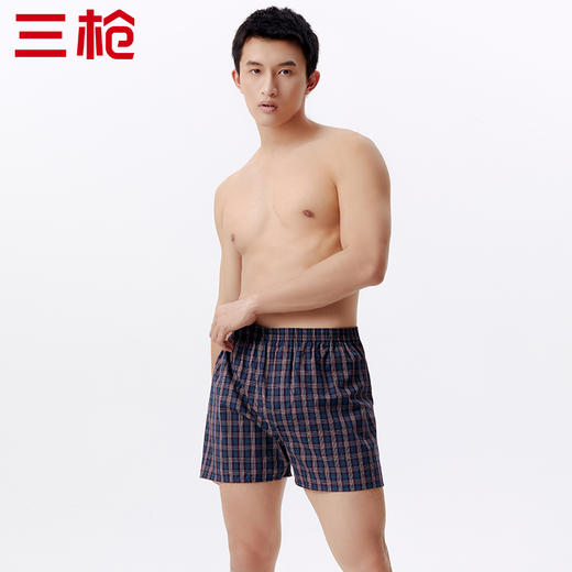Threegun三枪 【纯棉色织】男士阿罗裤家居短裤四角平角内裤（1条装）-50174B831 商品图8