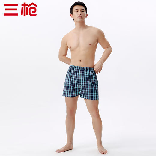Threegun三枪 【纯棉色织】男士阿罗裤家居短裤四角平角内裤（1条装）-50174B831 商品图1