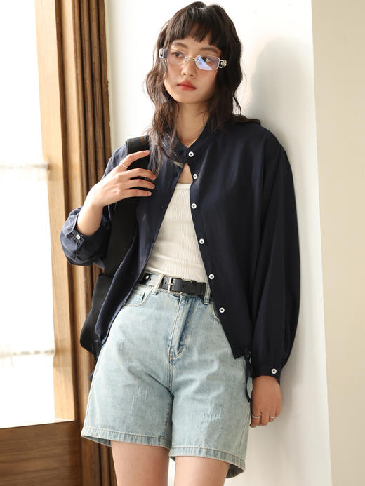 【KEMU】法国亚麻×奥地利天丝 立领衬衫 | 🌿 自然呼吸，穿出「0负担」高级感 商品图4