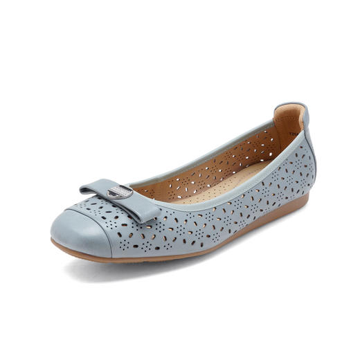 西村名物2025年轻便透气舒适平底蝴蝶结饰扣软底镂空单鞋T25AH15001 商品图12