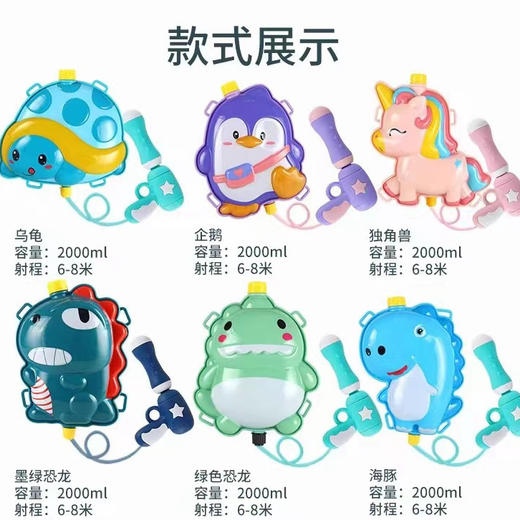 【快乐射击，萌趣乐翻天~】儿童背包水枪玩具 沙滩戏水夏天抽拉式电动 泼水节呲水枪 Q趣陪伴 安心材质-QQ 商品图2