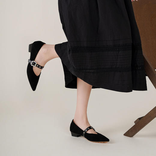 西村名物2025年春季新款舒适低跟新中式风优雅玛丽珍单鞋T25AE16231 商品图8
