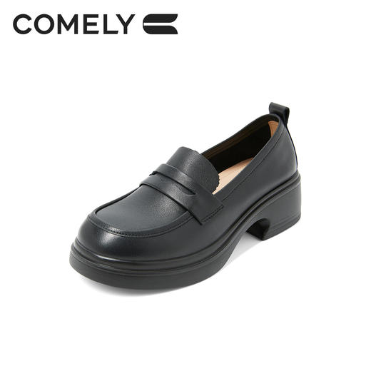 康莉KHM5A520厚底牛皮乐福鞋春季新款真皮英伦学院风百搭粗跟小皮鞋 商品图4