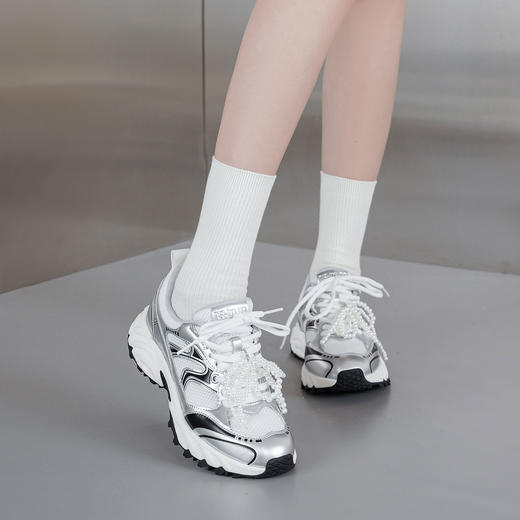 西村名物2025年轻便透气舒适厚底防滑休闲运动鞋老爹鞋T25CM38871 商品图0