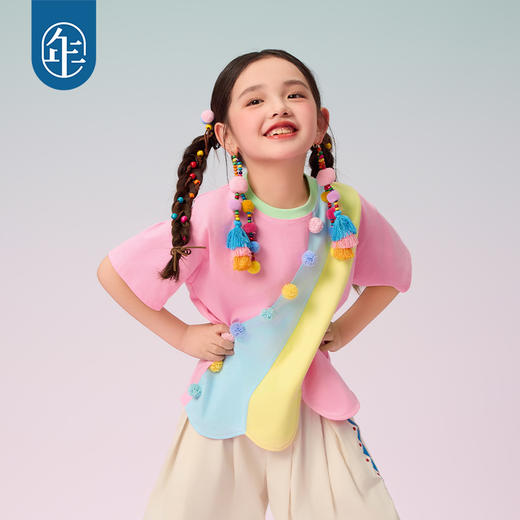 年衣短袖女童2025夏季新款民族风原创宽松圆领遇见布朗T恤 商品图0