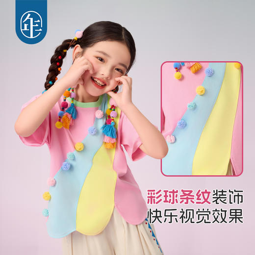 年衣短袖女童2025夏季新款民族风原创宽松圆领遇见布朗T恤 商品图4