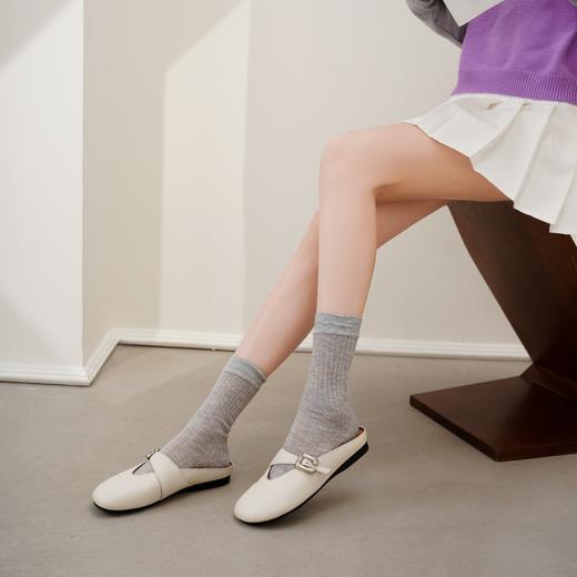 西村名物2025年夏季新款舒适平跟新中式风优雅穆勒拖鞋后空鞋X25AH15931 商品图1