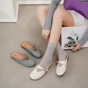 西村名物2025年夏季新款舒适平跟新中式风优雅穆勒拖鞋后空鞋X25AH15931