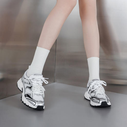 西村名物2025年轻便透气舒适厚底防滑休闲运动鞋老爹鞋T25CM38871 商品图3