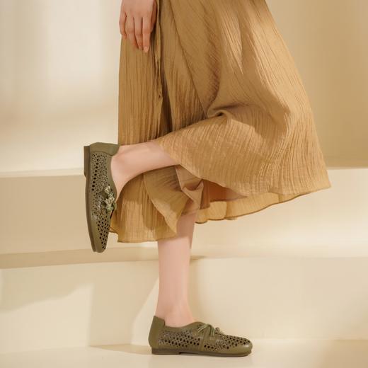 西村名物2025年夏季新款舒适平跟新中式风优雅镂空洞洞单鞋T25AH15801 商品图3