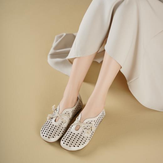 西村名物2025年夏季新款舒适平跟新中式风优雅镂空洞洞单鞋T25AH15801 商品图5