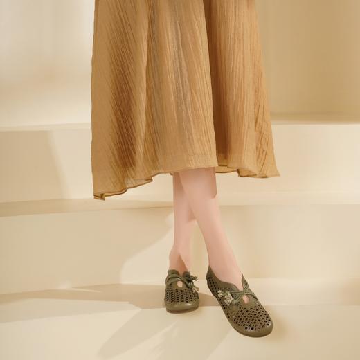 西村名物2025年夏季新款舒适平跟新中式风优雅镂空洞洞单鞋T25AH15801 商品图2