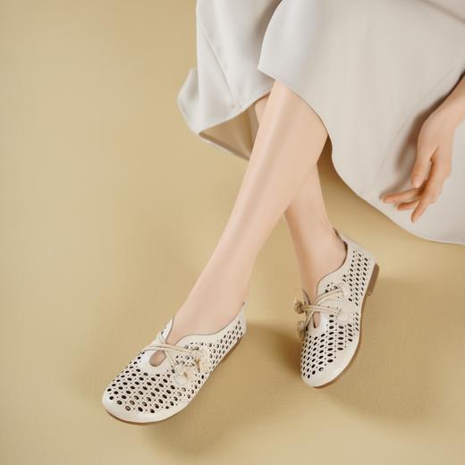 西村名物2025年夏季新款舒适平跟新中式风优雅镂空洞洞单鞋T25AH15801 商品图4